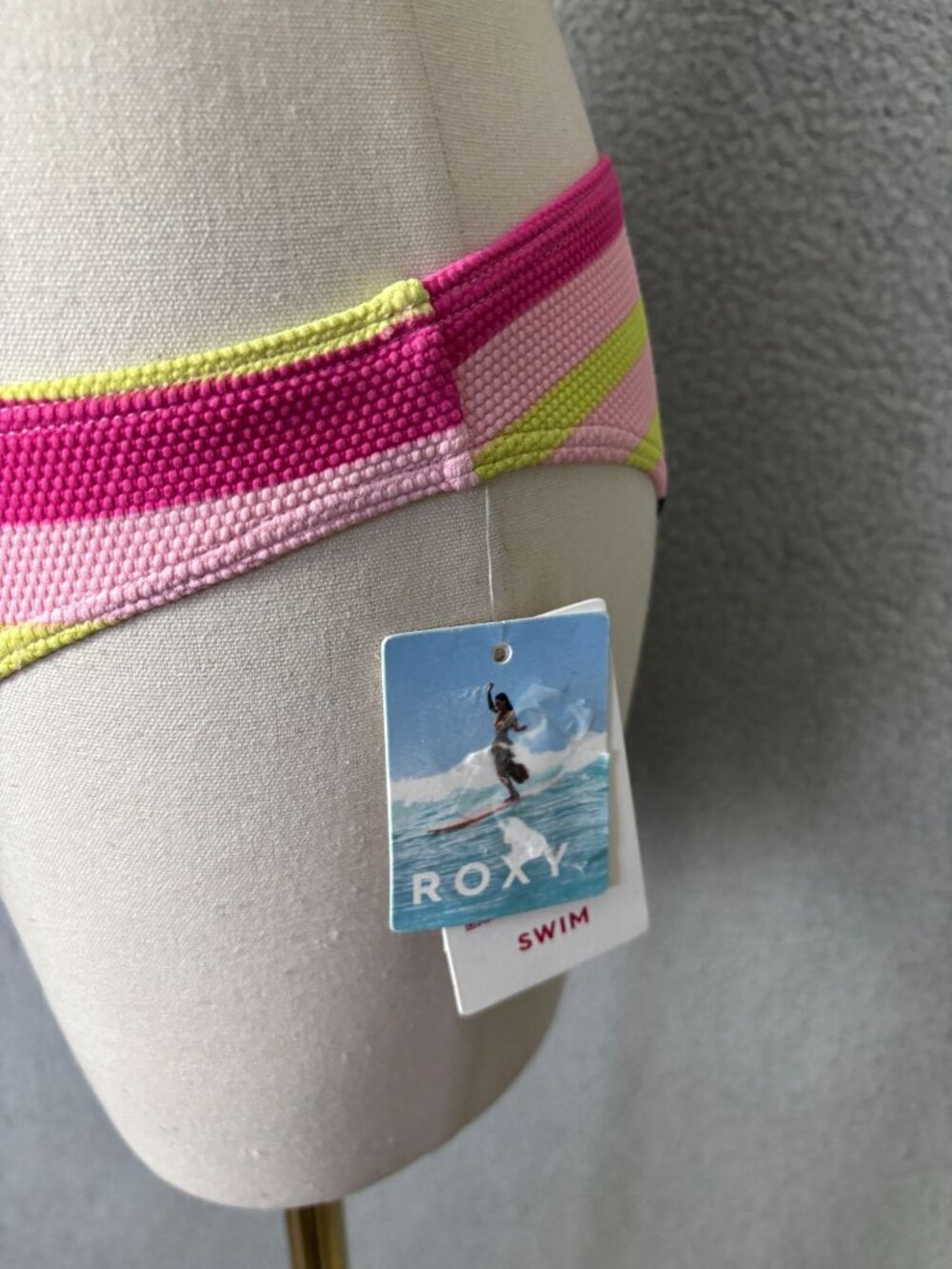 Roxy Women's Stripe Soul Mid Waist Bikini Bottom Multicolor Size Small NWT's - Picture 5 of 8